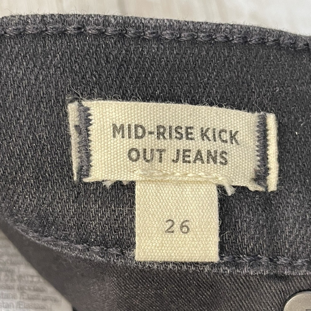 Madewell Womens 26 Jeans Black Denim Mid Rise Kick Out Stretch Cotton Blend - Picture 7 of 11
